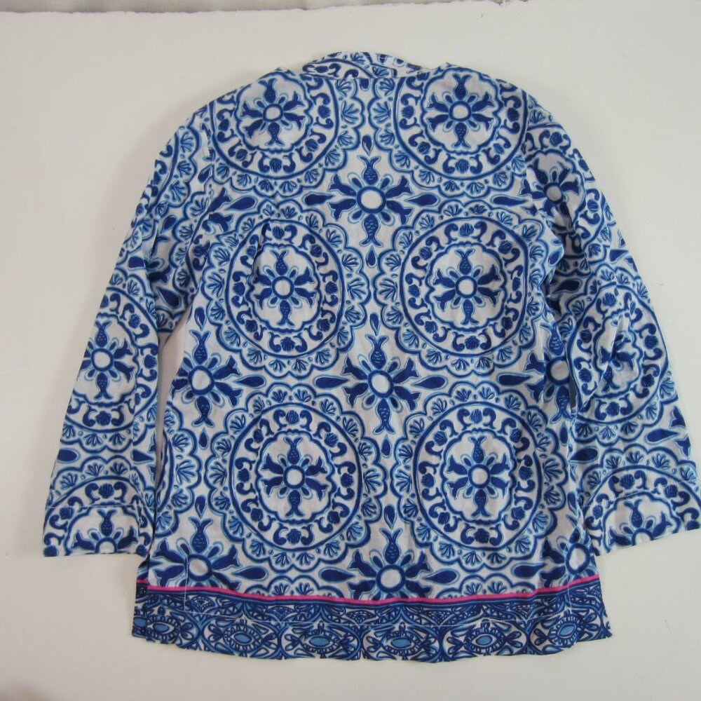 lilly pulitzer women's shirt blue vneck fish shirt xs - Picture 6 of 6
